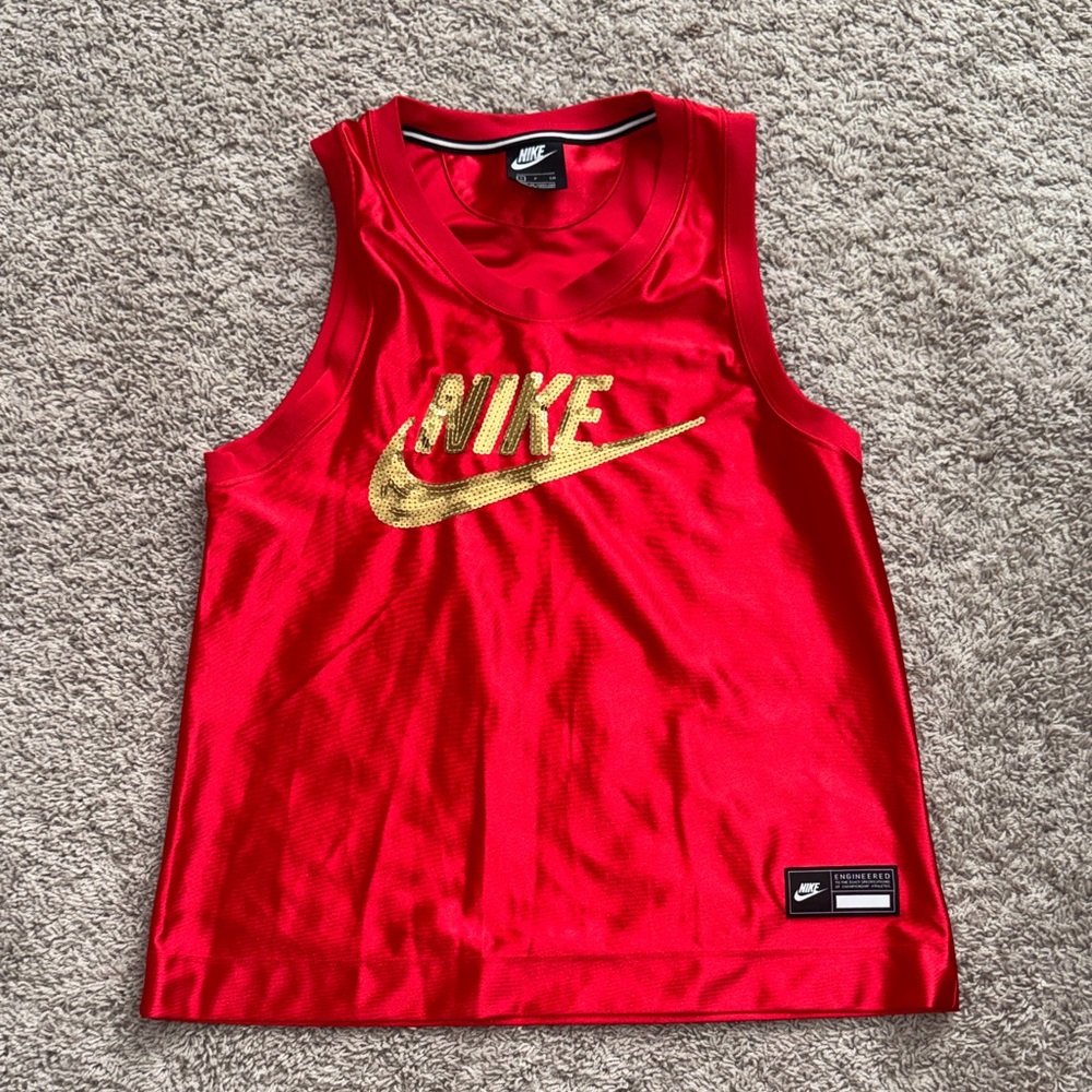 Women’s Nike Red Tank with Gold Swoosh Logo